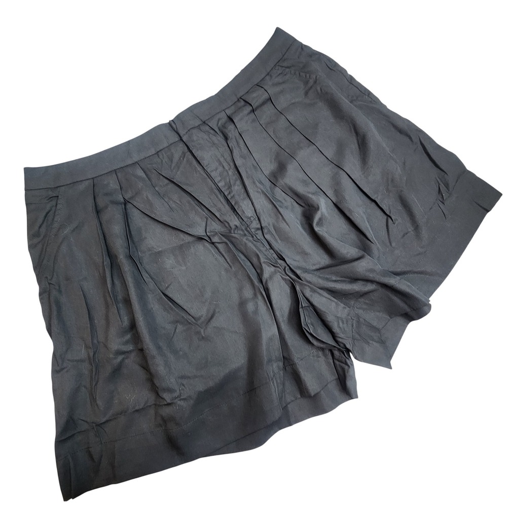 TEREA by Andrea Pitter Pleated Shorts Jet Black High Rise Womens 2X NEW
